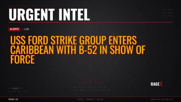 USS Ford Strike Group Enters Caribbean with B-52 in Show of Force