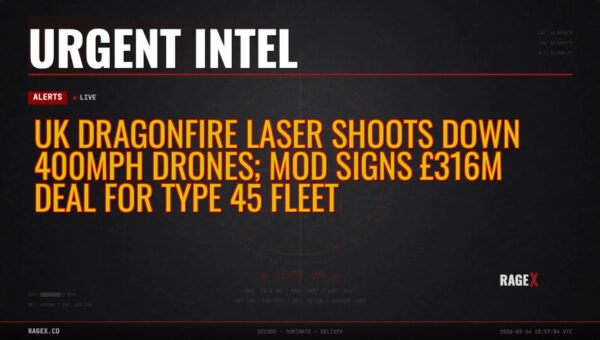 UK DragonFire Laser Shoots Down 400mph Drones; MoD Signs £316M Deal for Type 45 Fleet